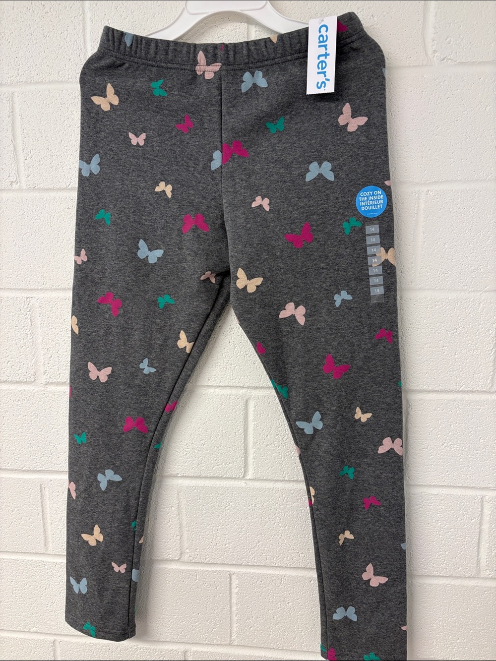 Carter's Warm Charcoal Gray Leggings with Multicolor Butterflies NWT
